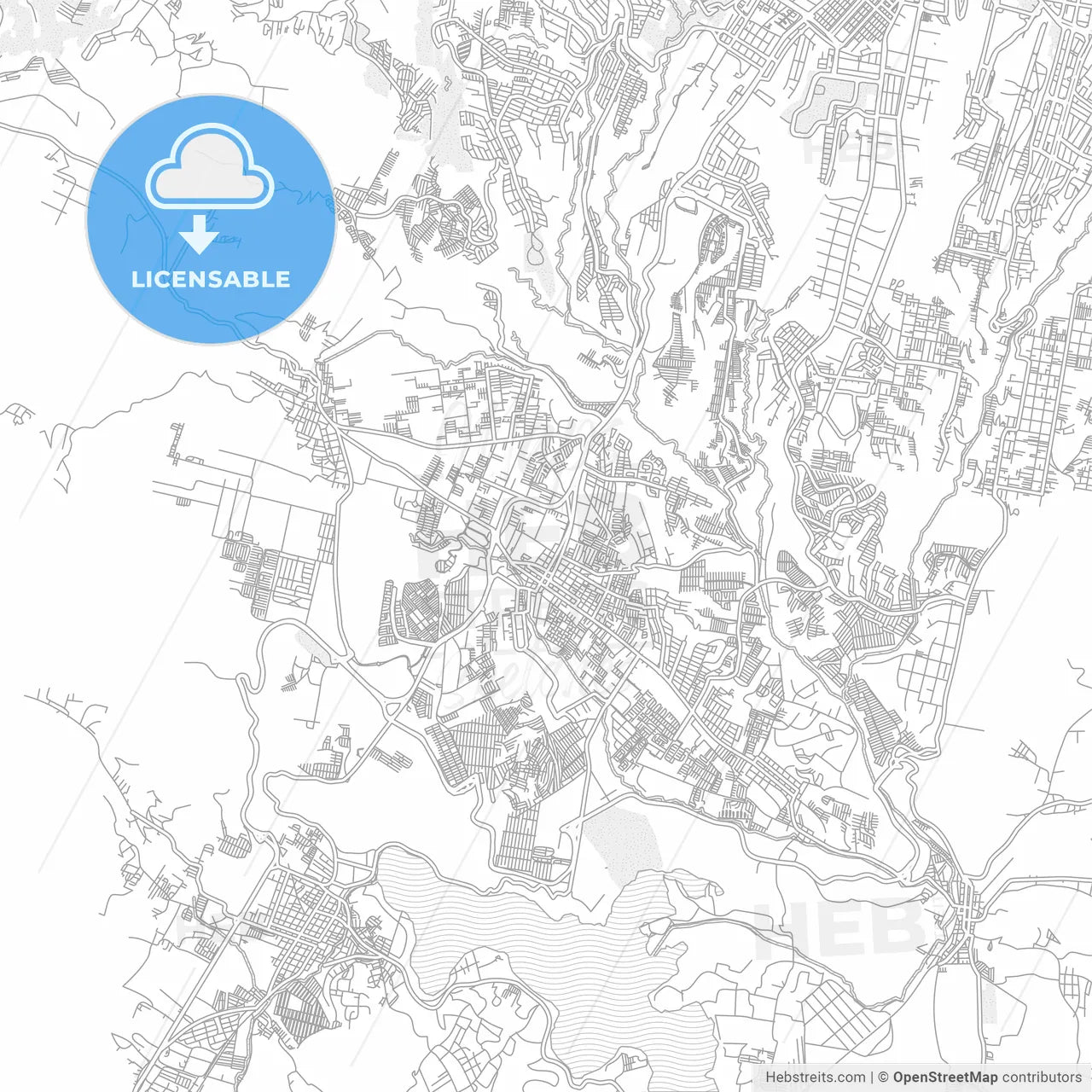 Villa Nueva, Guatemala, Guatemala, bright outlined vector map