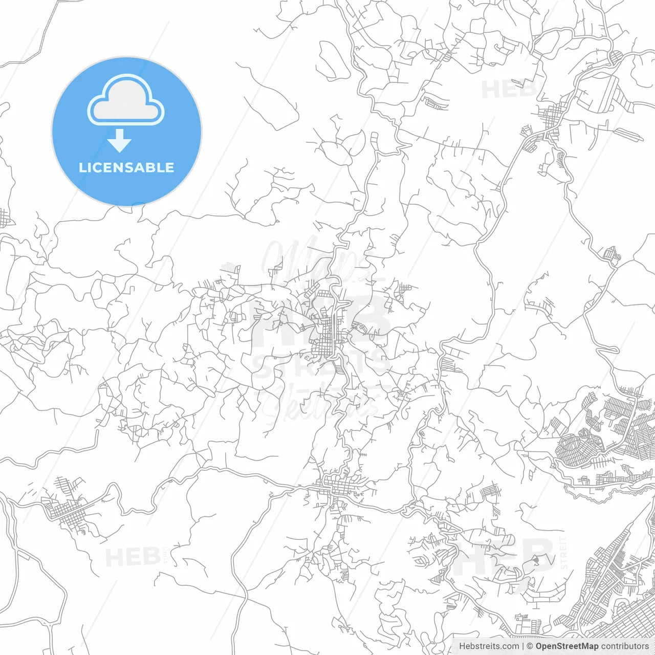 San Juan Sacatepéquez, Guatemala, Guatemala, bright outlined vector map