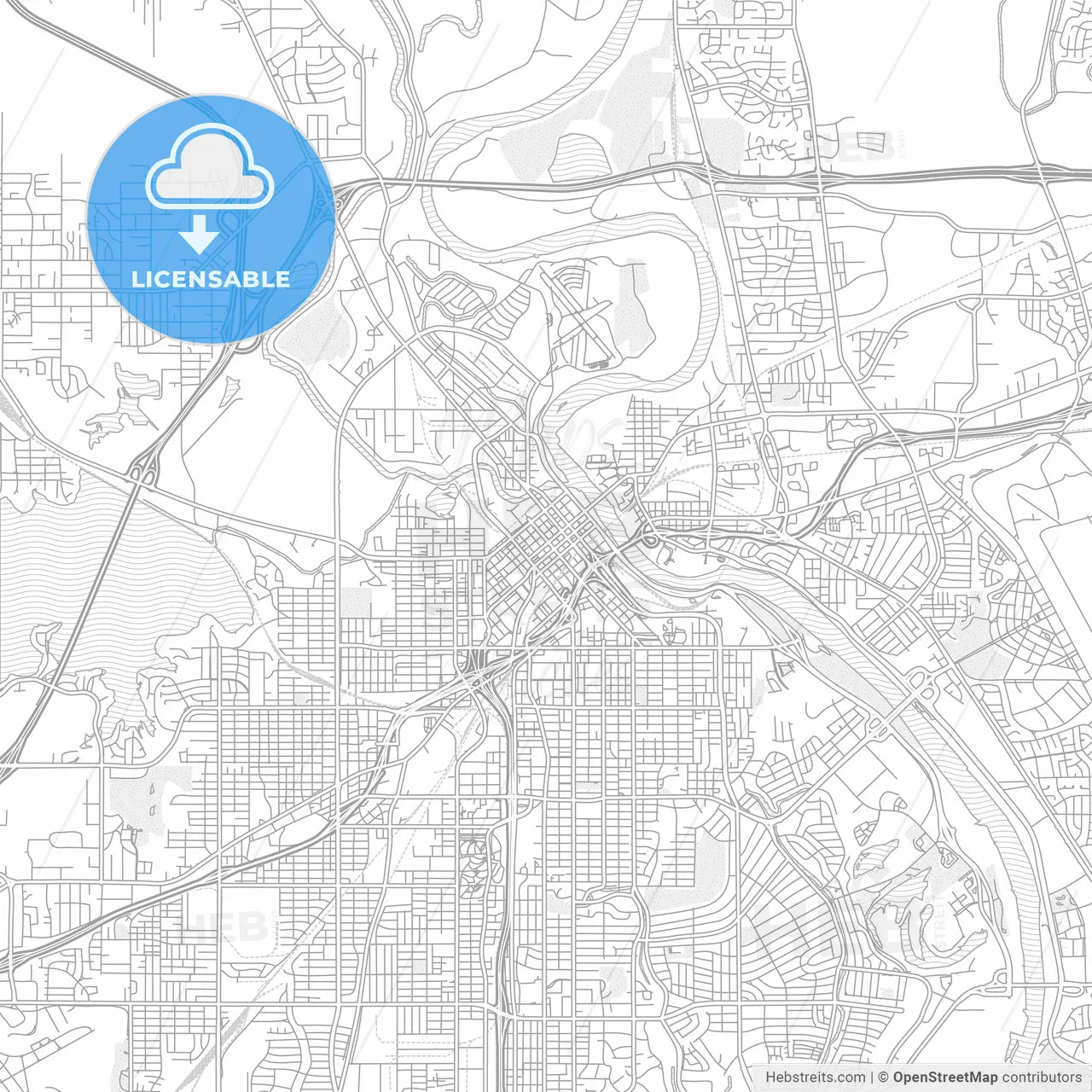 Shreveport, Louisiana, USA, bright outlined vector map