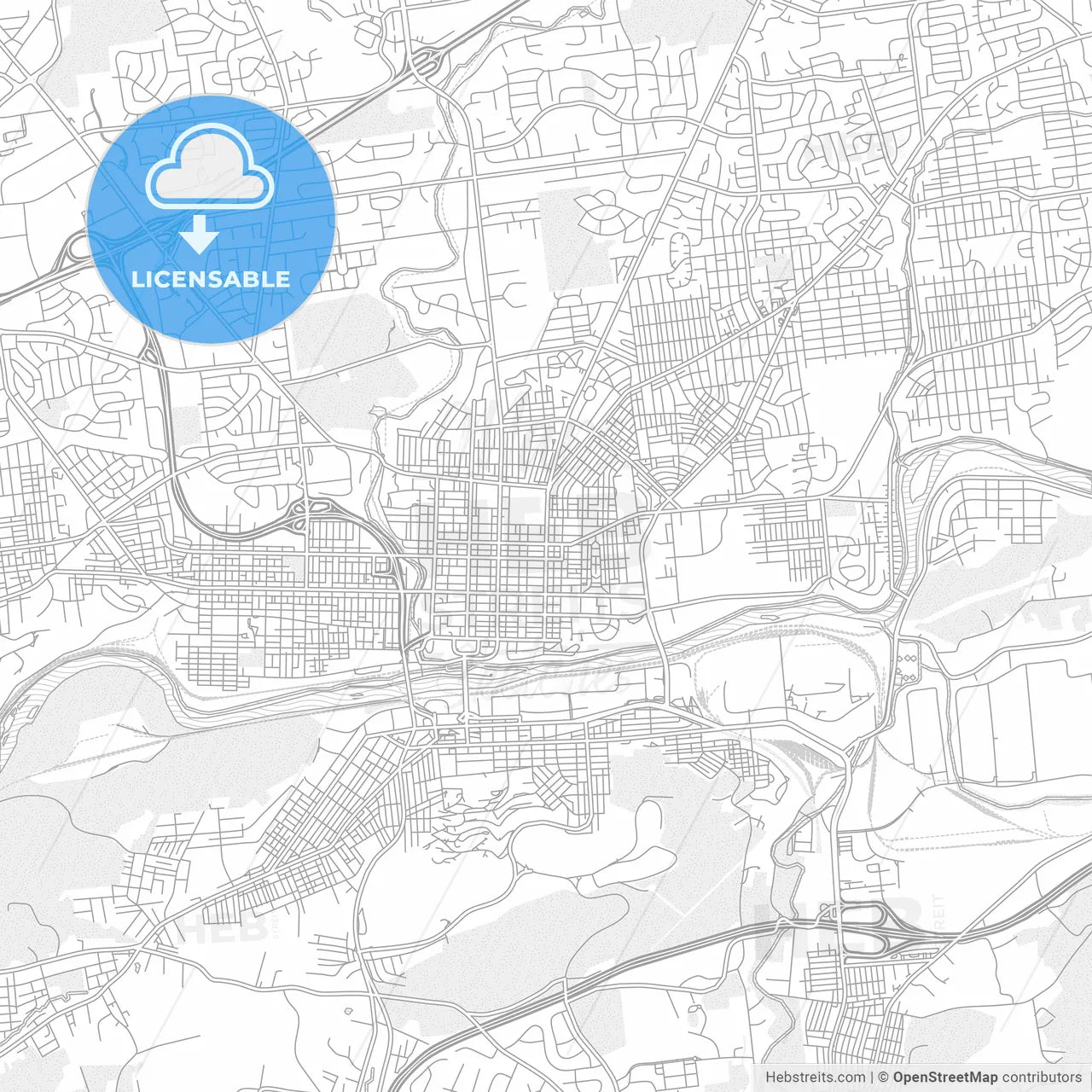 Bethlehem, Pennsylvania, USA, bright outlined vector map