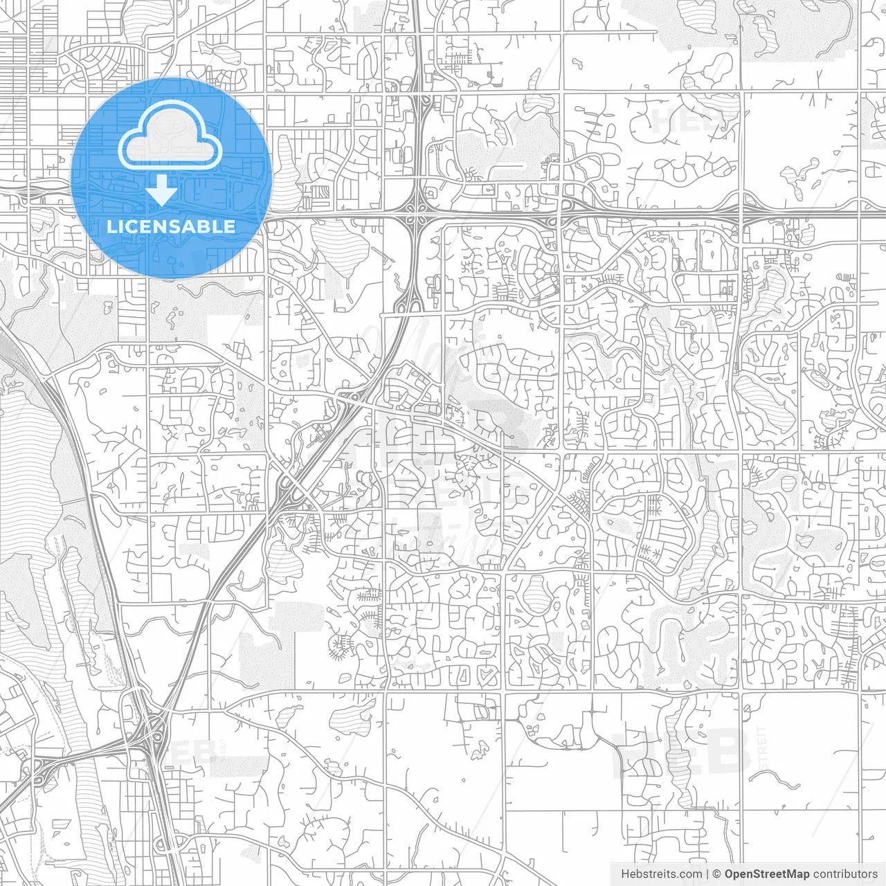 Woodbury, Minnesota, USA, bright outlined vector map