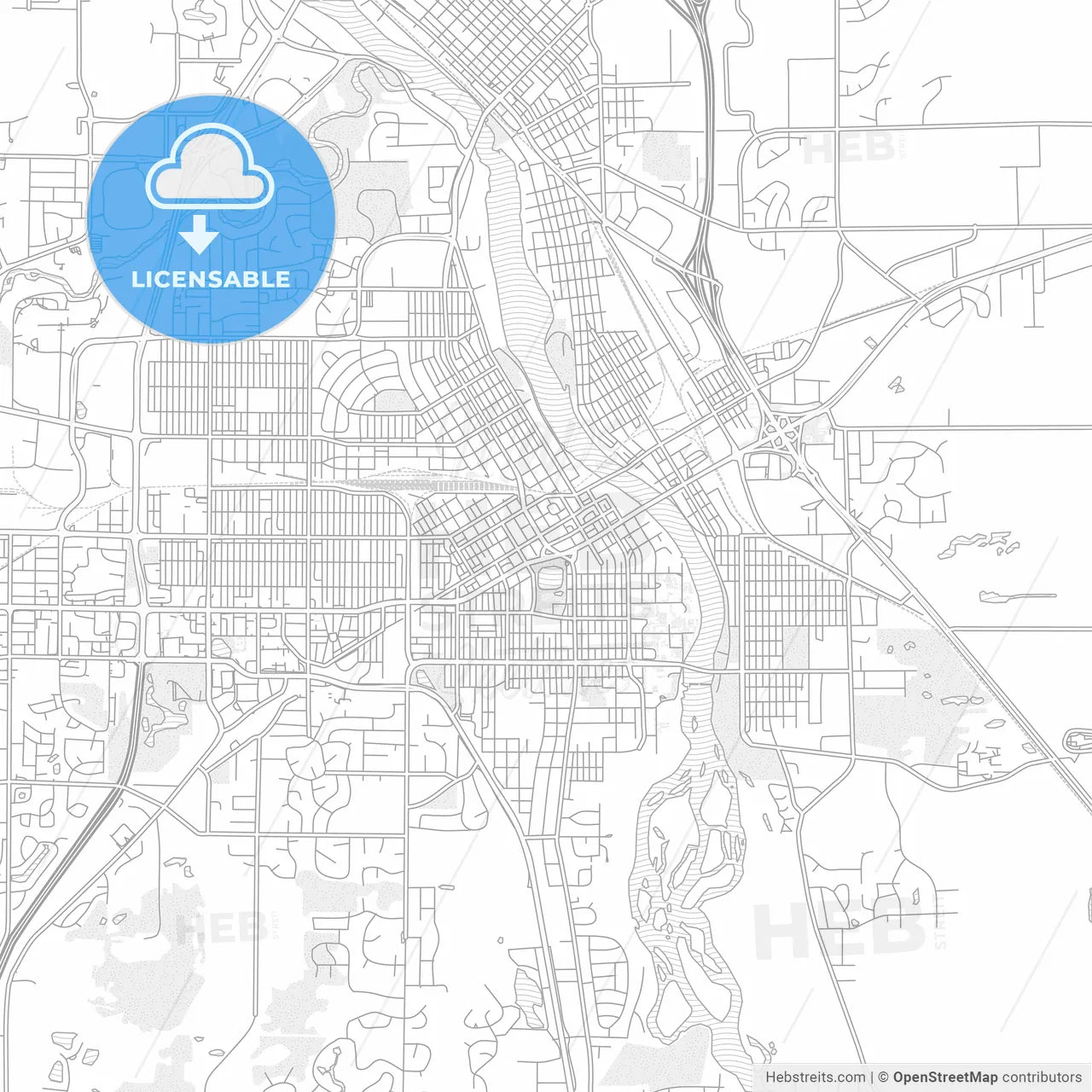 St. Cloud, Minnesota, USA, bright outlined vector map