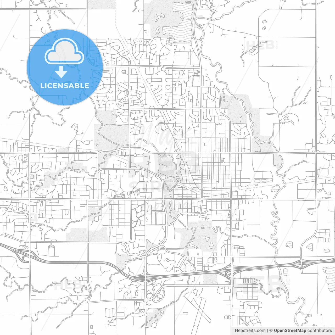 Ames, Iowa, USA, bright outlined vector map