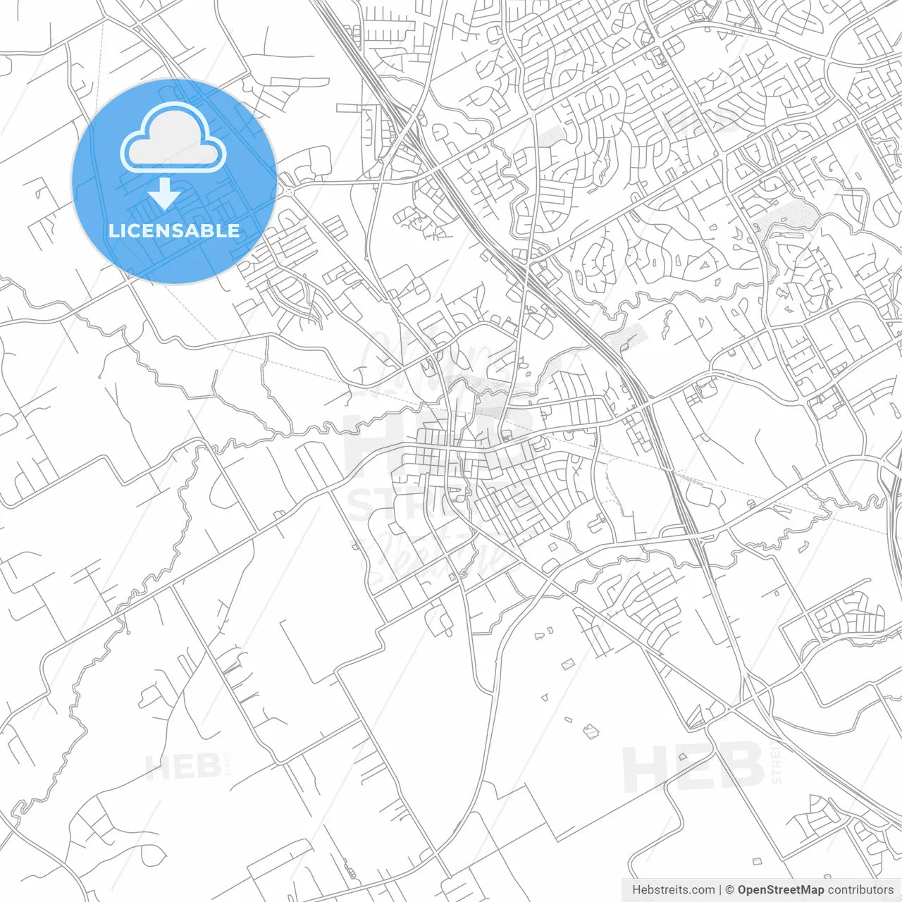 Mansfield, Texas, USA, bright outlined vector map