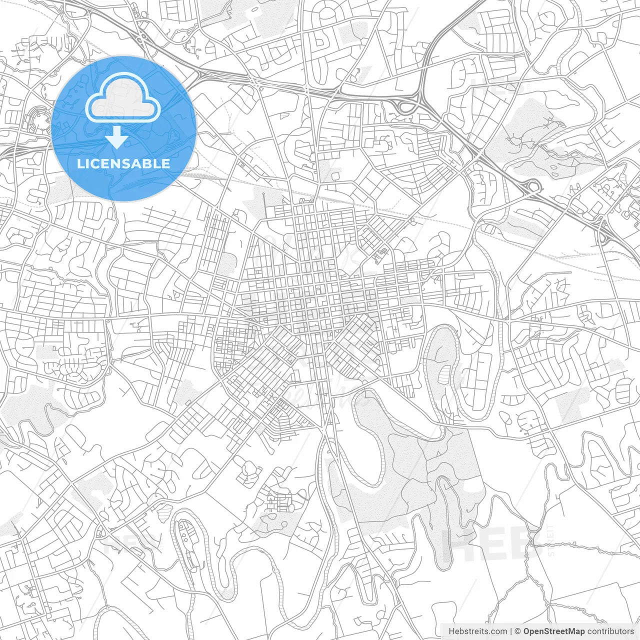 Lancaster, Pennsylvania, USA, bright outlined vector map