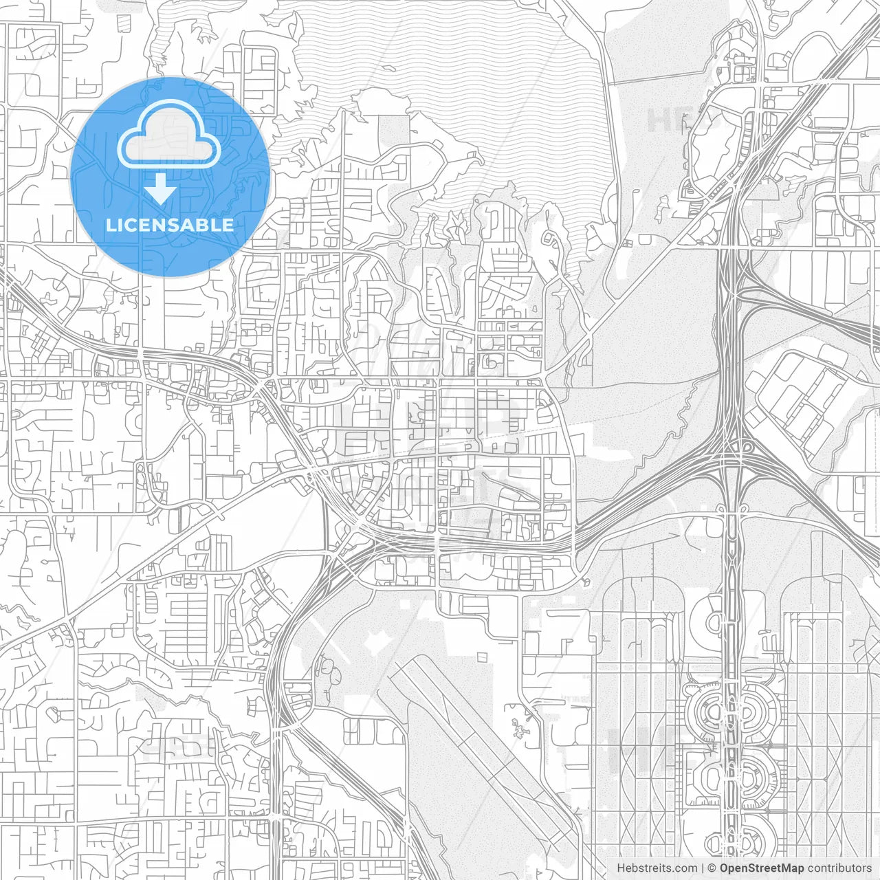Grapevine, Texas, United States of America, bright outlined vector map