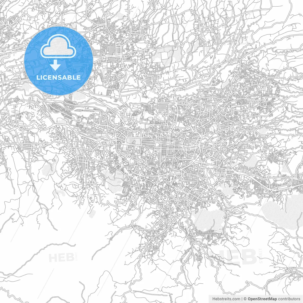 San José, San José, Costa Rica, bright outlined vector map