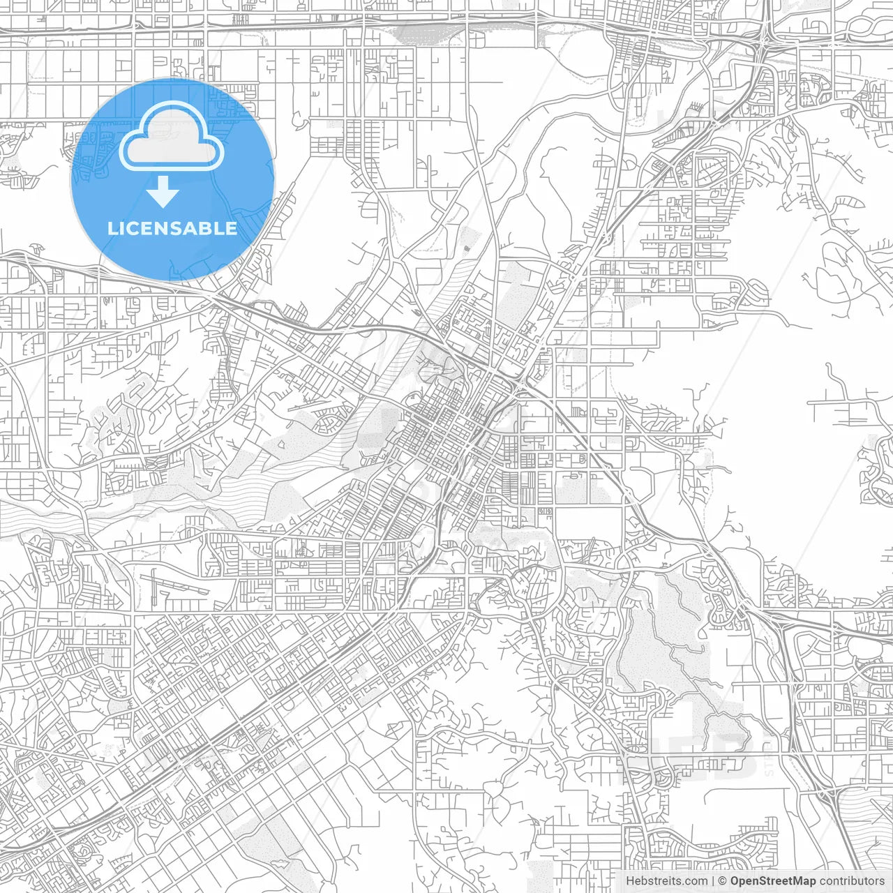 Riverside, California, USA, bright outlined vector map