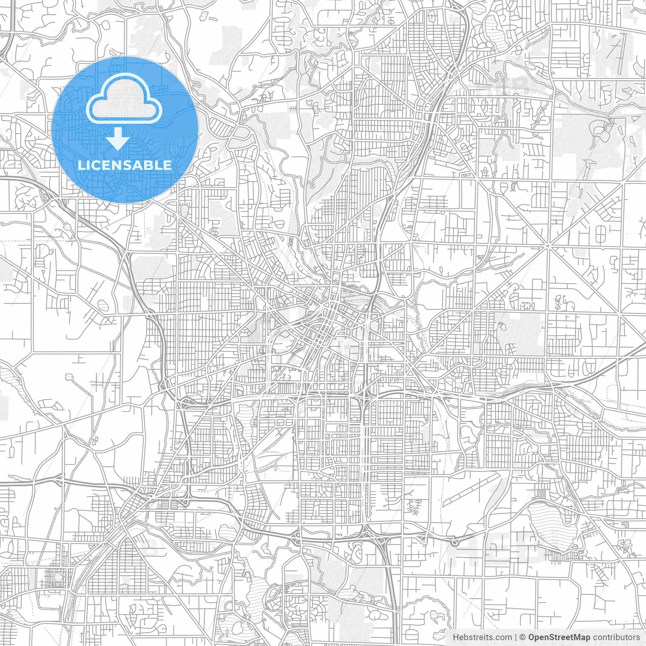 Akron, Ohio, USA, bright outlined vector map