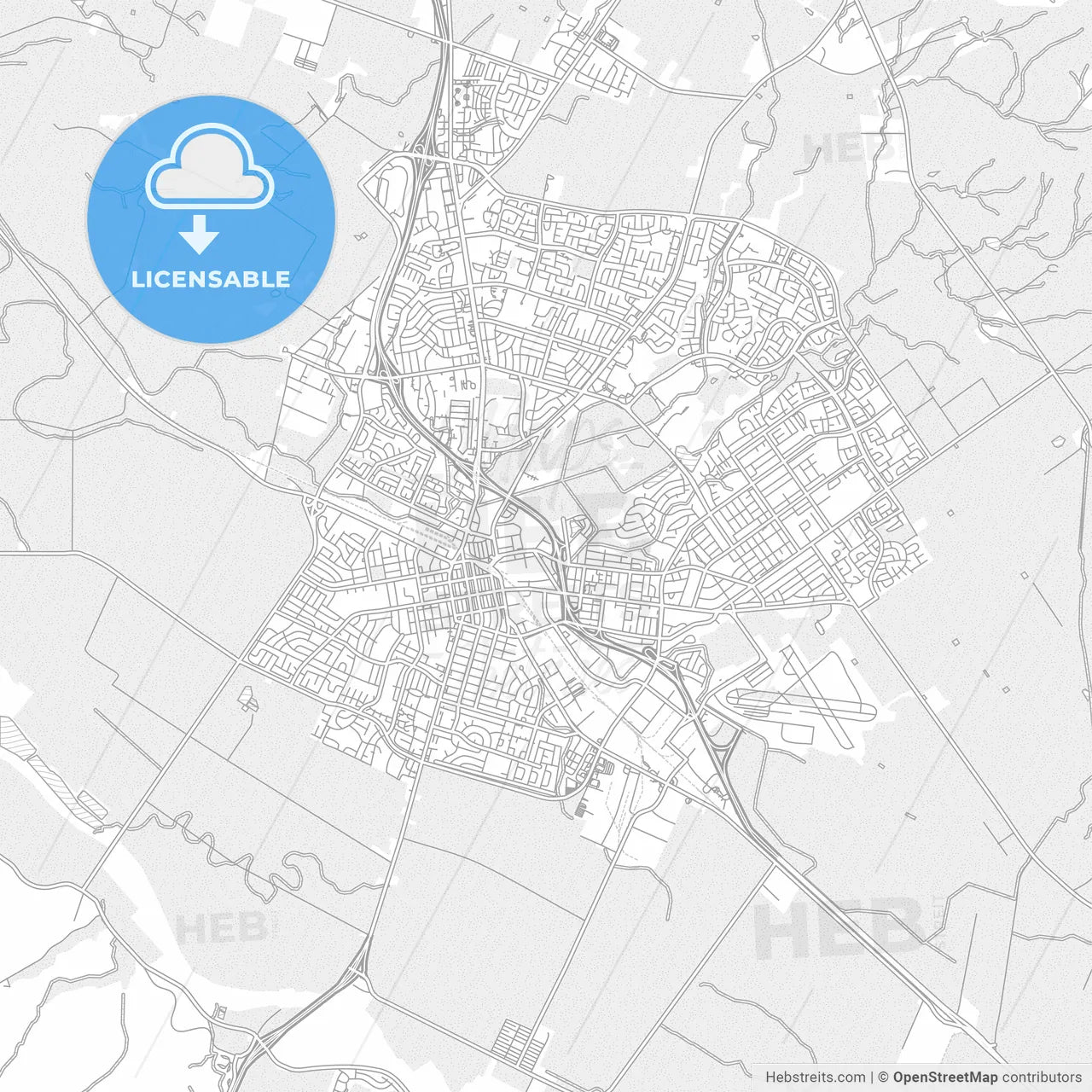 Salinas, California, USA, bright outlined vector map
