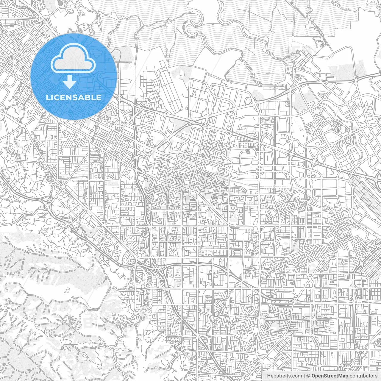 Sunnyvale, California, USA, bright outlined vector map