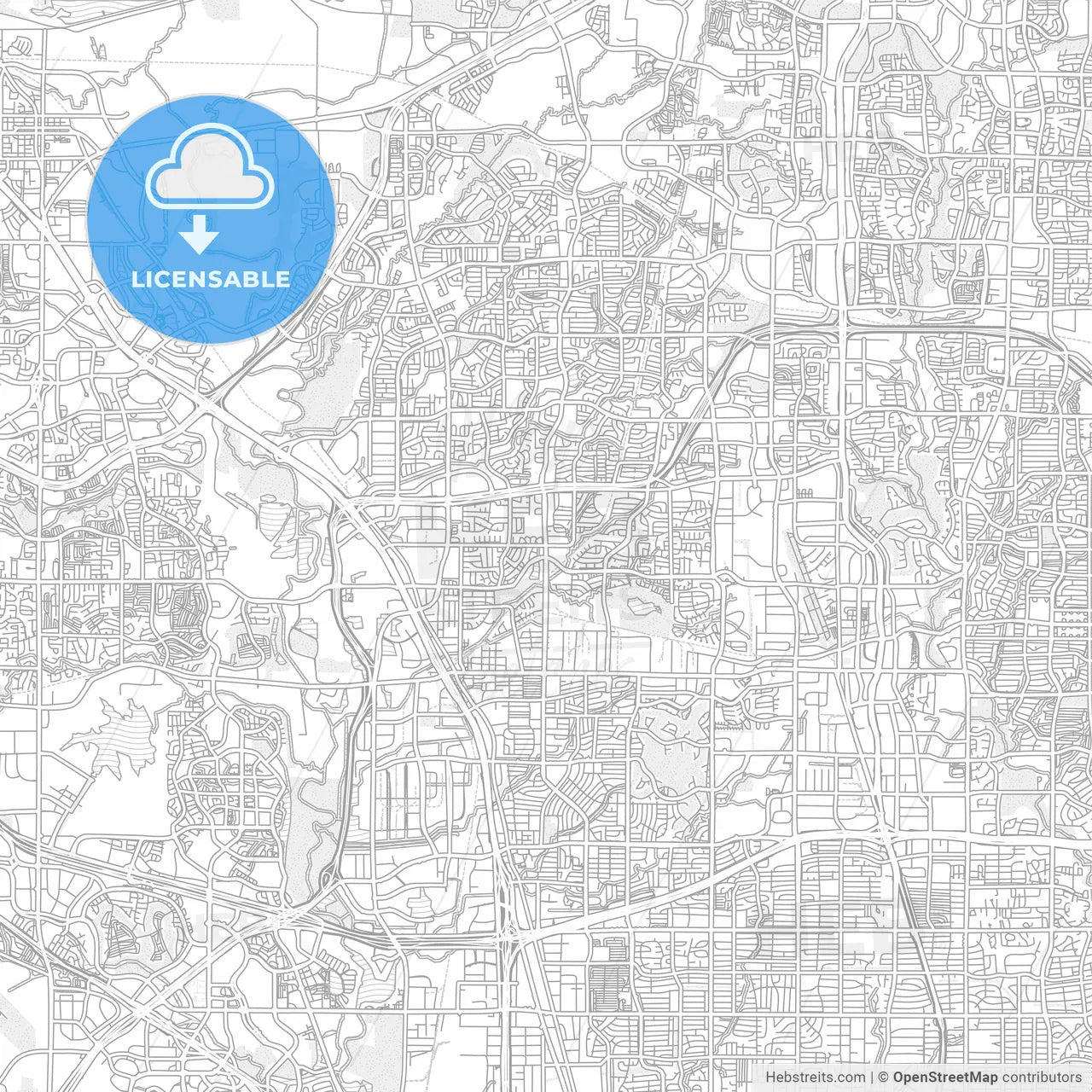 Carrollton, Texas, USA, bright outlined vector map