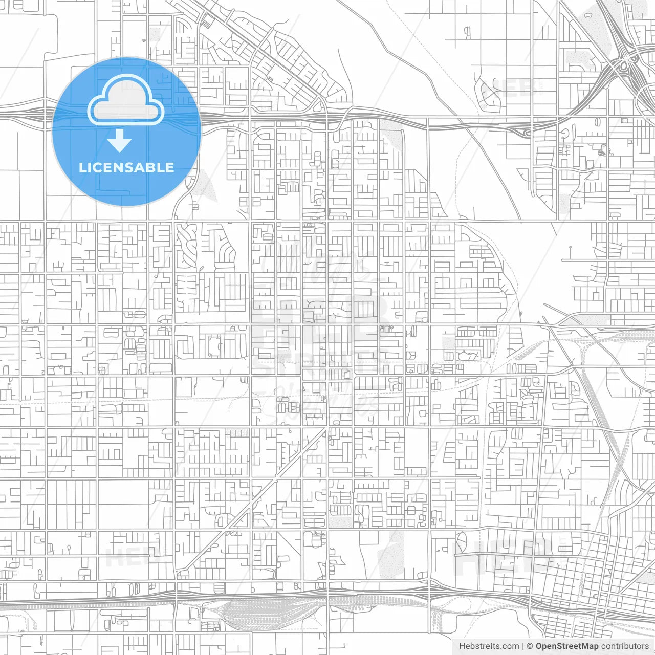 Rialto, California, USA, bright outlined vector map