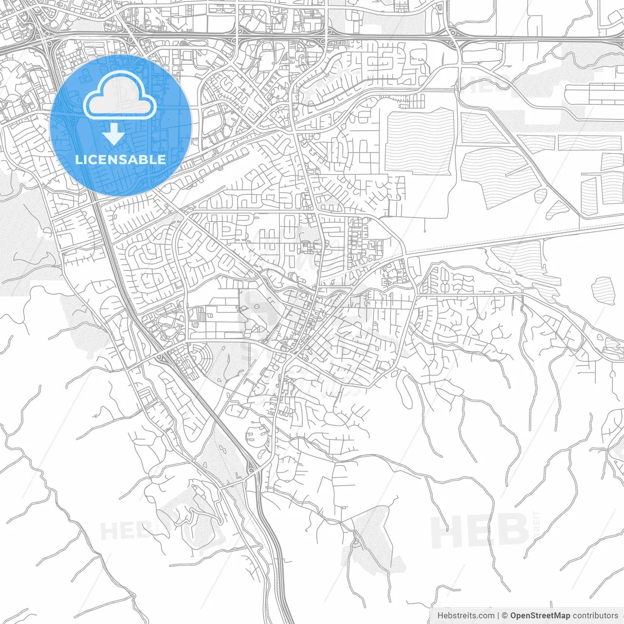 Pleasanton, California, USA, bright outlined vector map