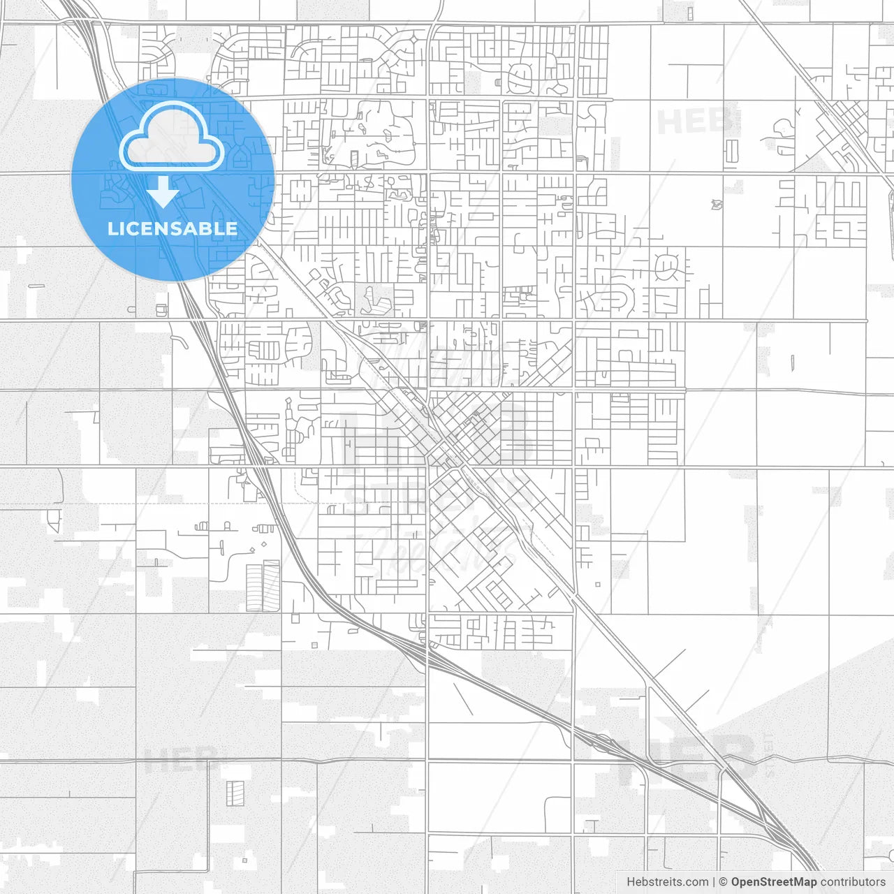Turlock, California, USA, bright outlined vector map