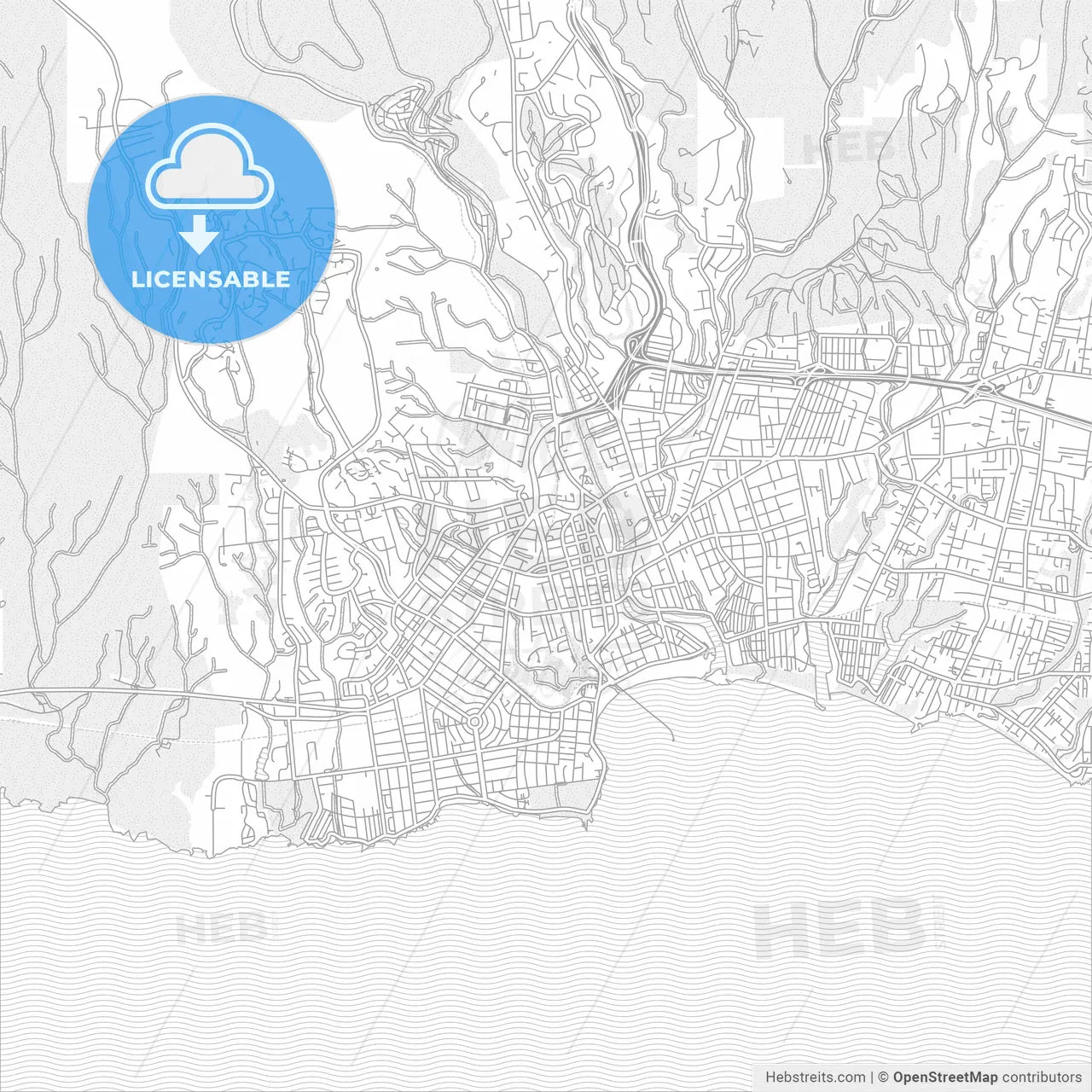 Santa Cruz, California, USA, bright outlined vector map