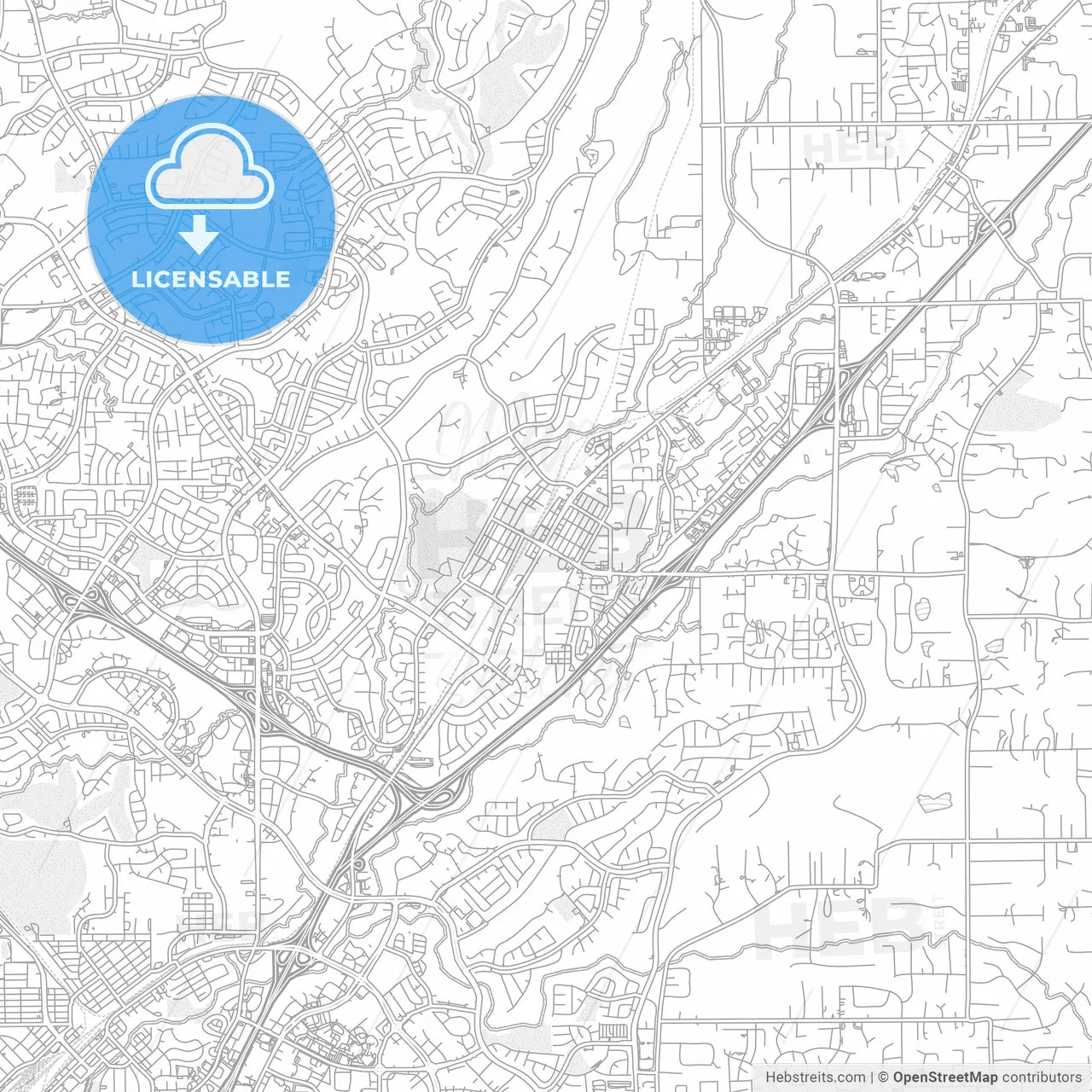 Rocklin, California, USA, bright outlined vector map