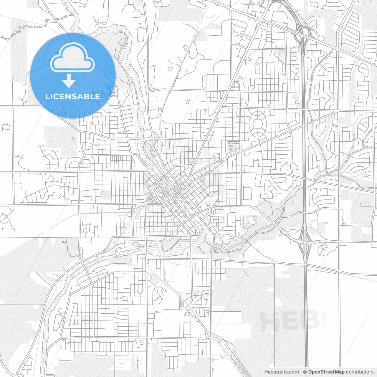 Janesville, Wisconsin, USA, bright outlined vector map