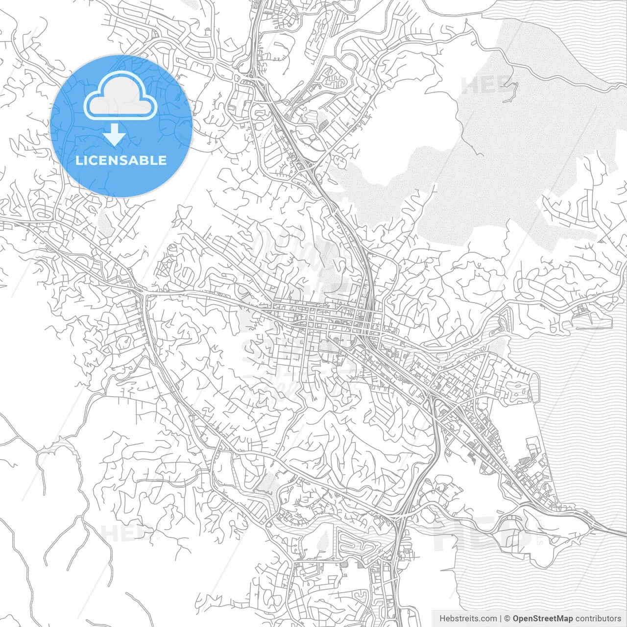 San Rafael, California, USA, bright outlined vector map