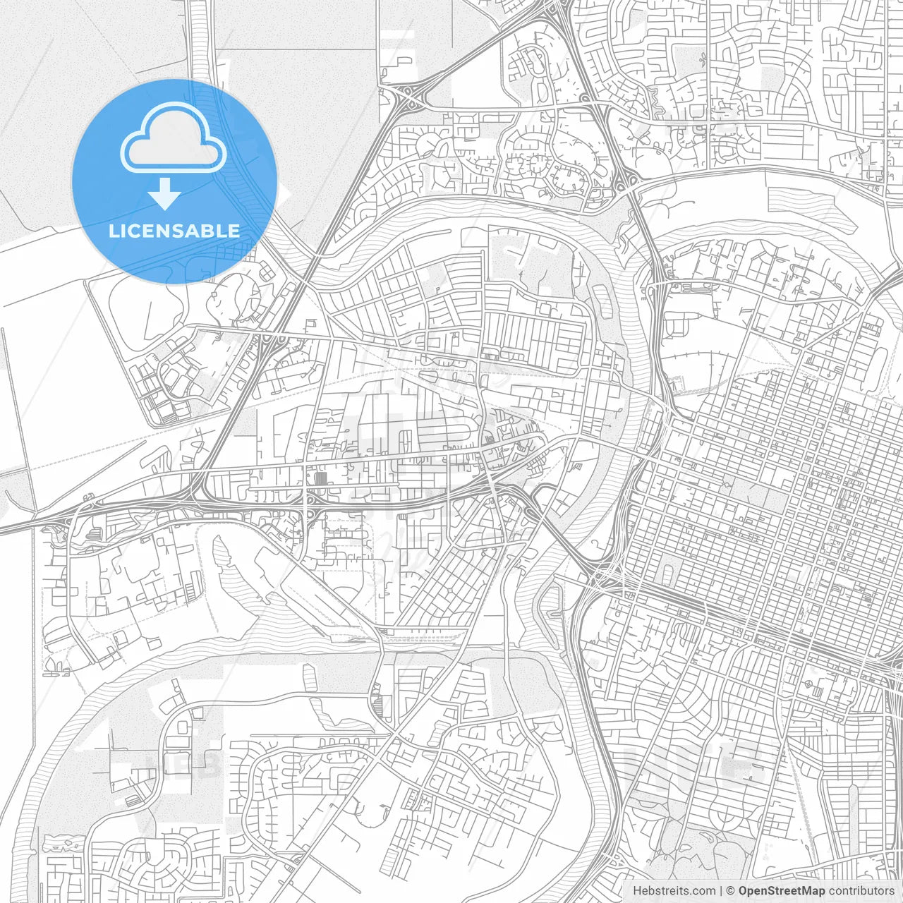 West Sacramento, California, United States of America, bright outlined vector map