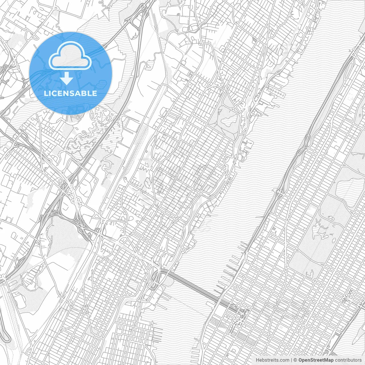 West New York, New Jersey, United States of America, bright outlined vector map