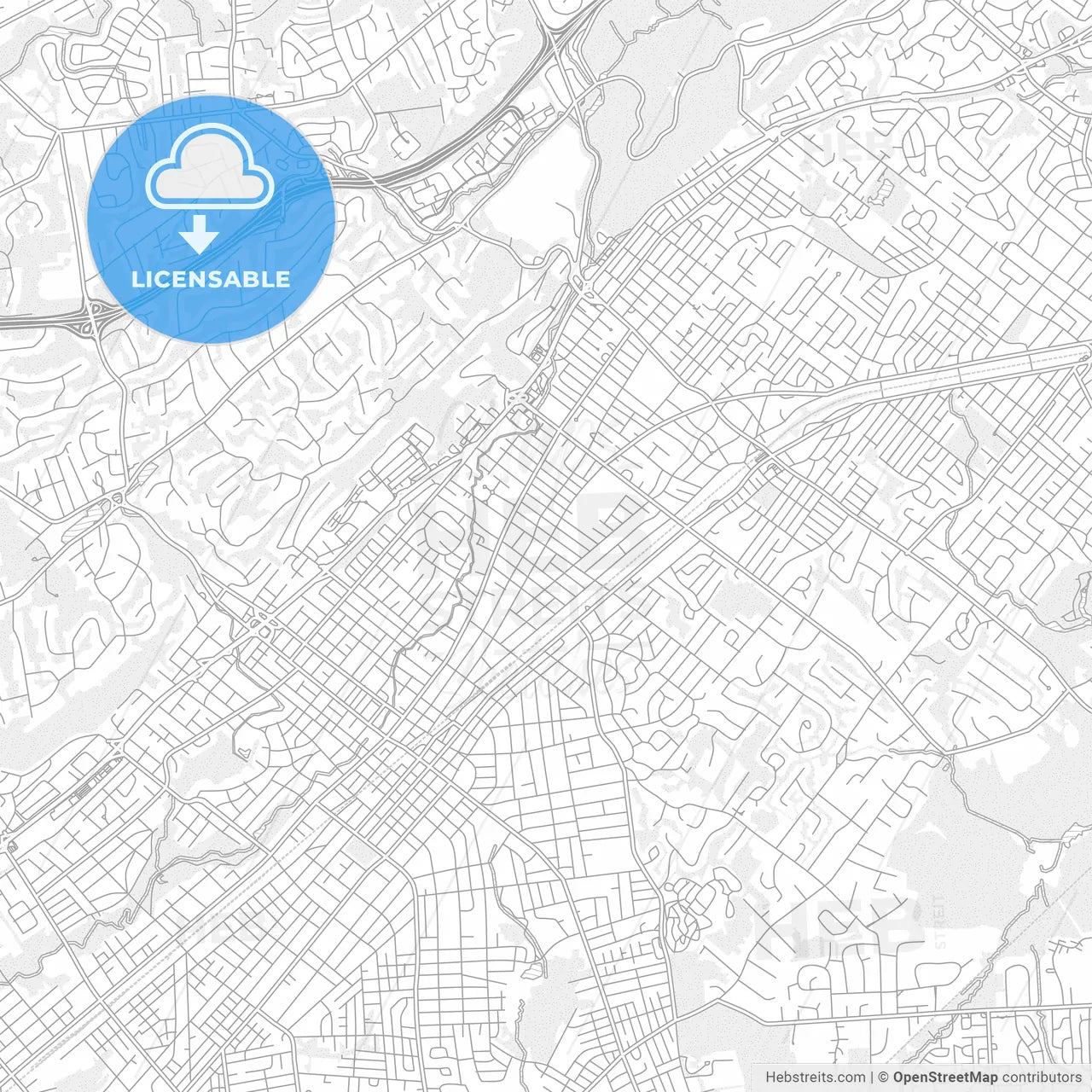 Plainfield, New Jersey, United States of America, bright outlined vector map
