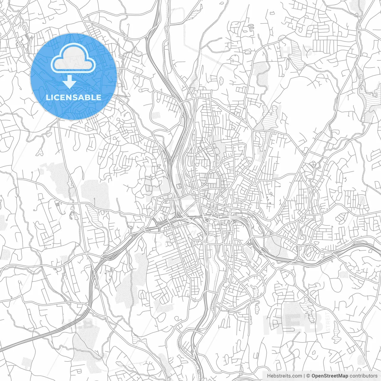 Waterbury, Connecticut, USA, bright outlined vector map