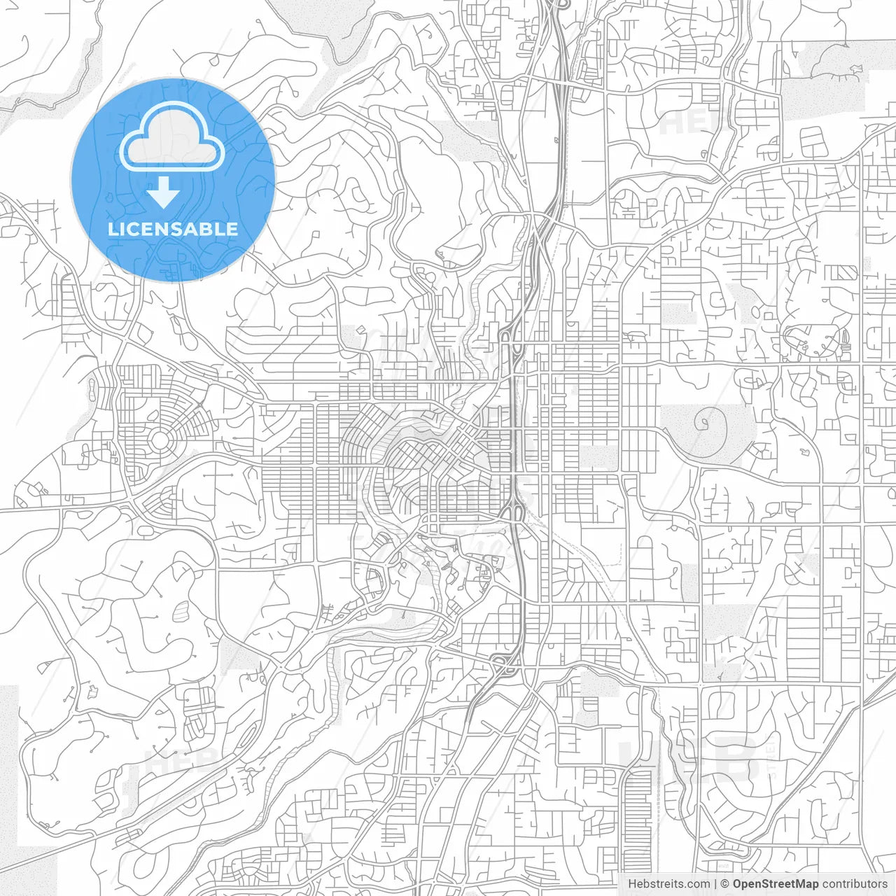 Bend, Oregon, USA, bright outlined vector map