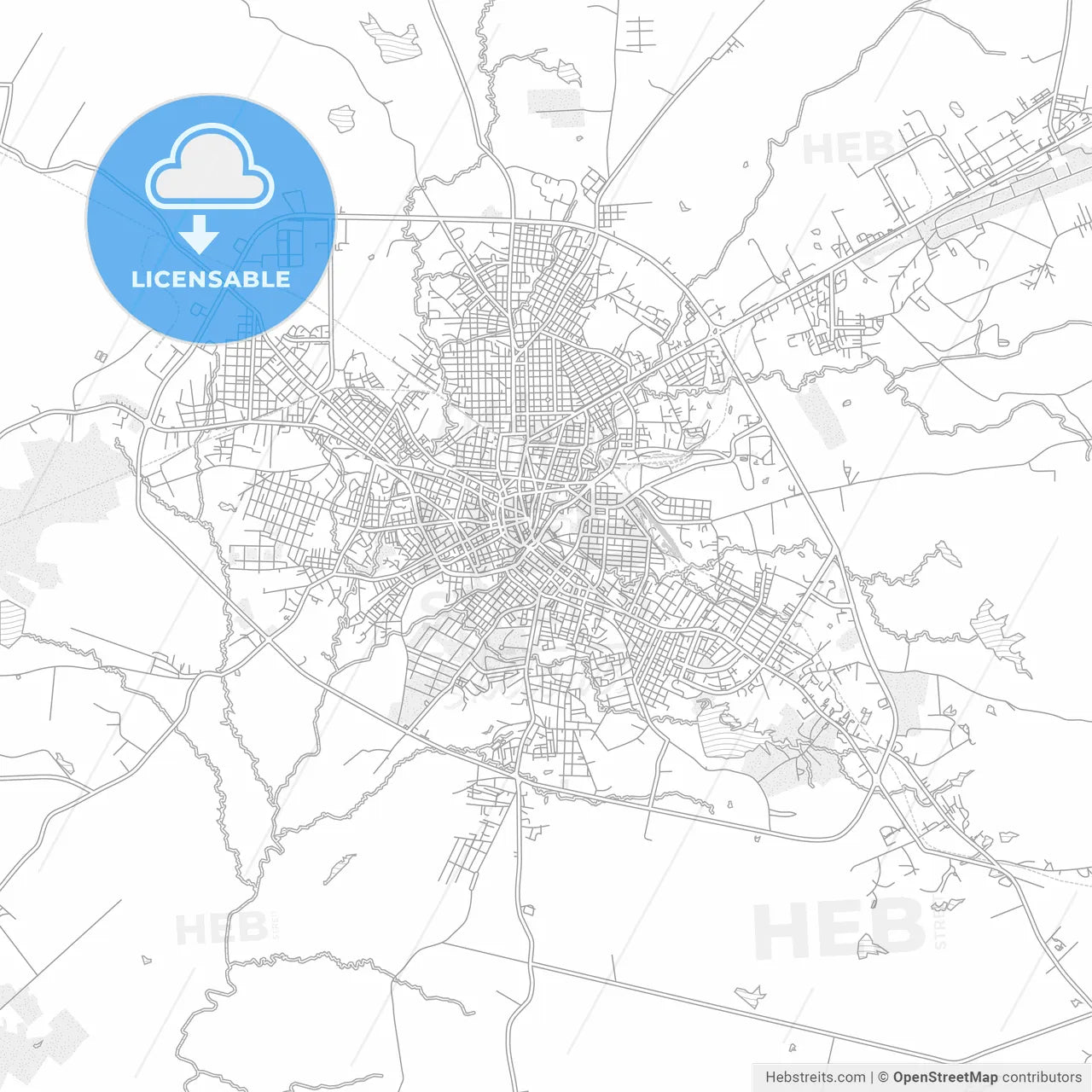 Camagüey, Camagüey, Cuba, bright outlined vector map
