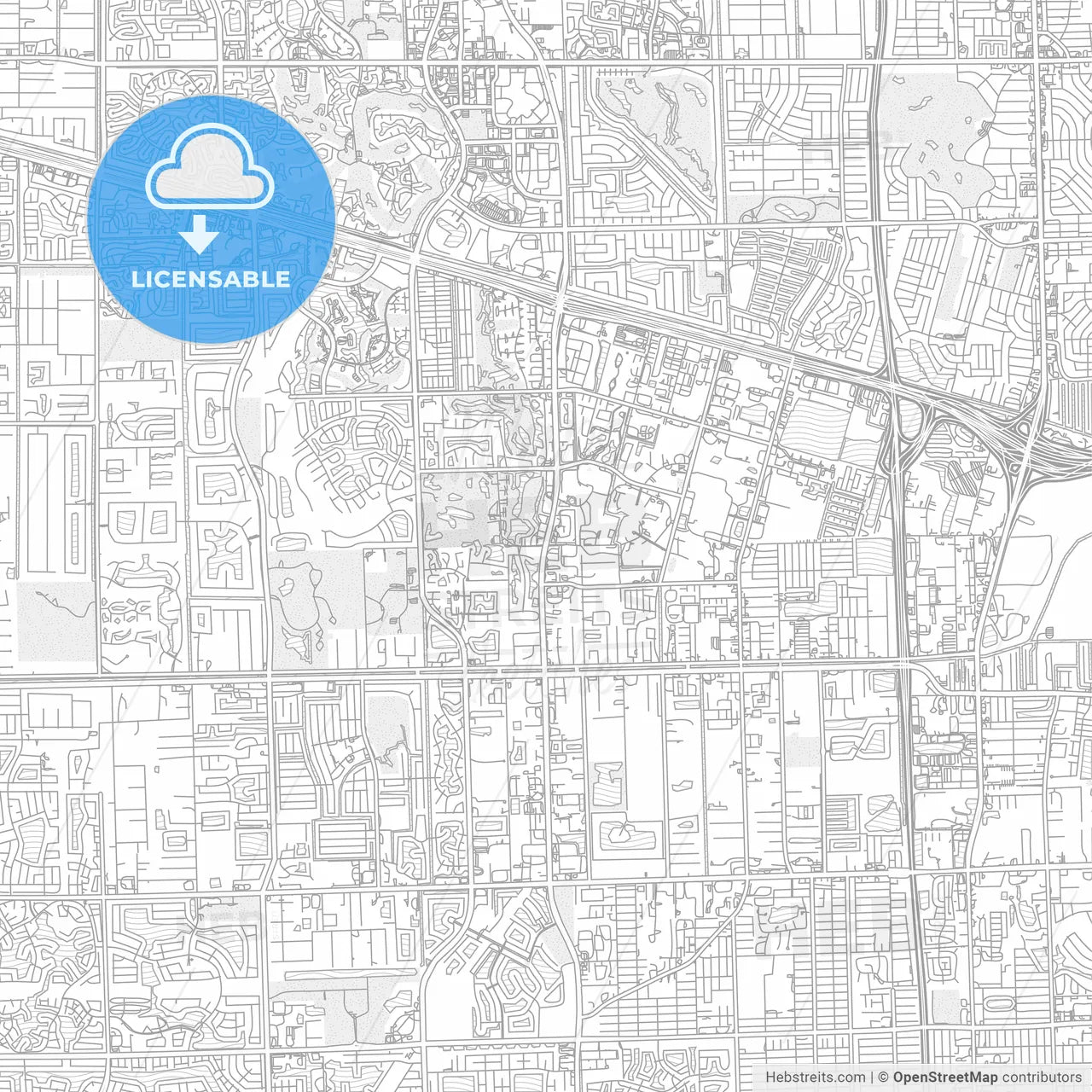 Davie, Florida, USA, bright outlined vector map