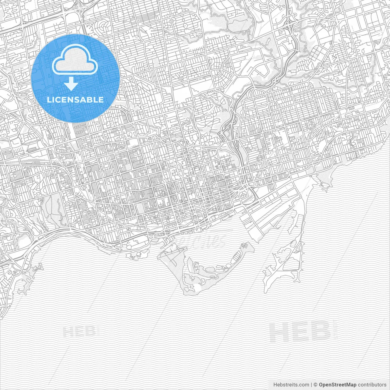 Toronto, Ontario, Canada, bright outlined vector map