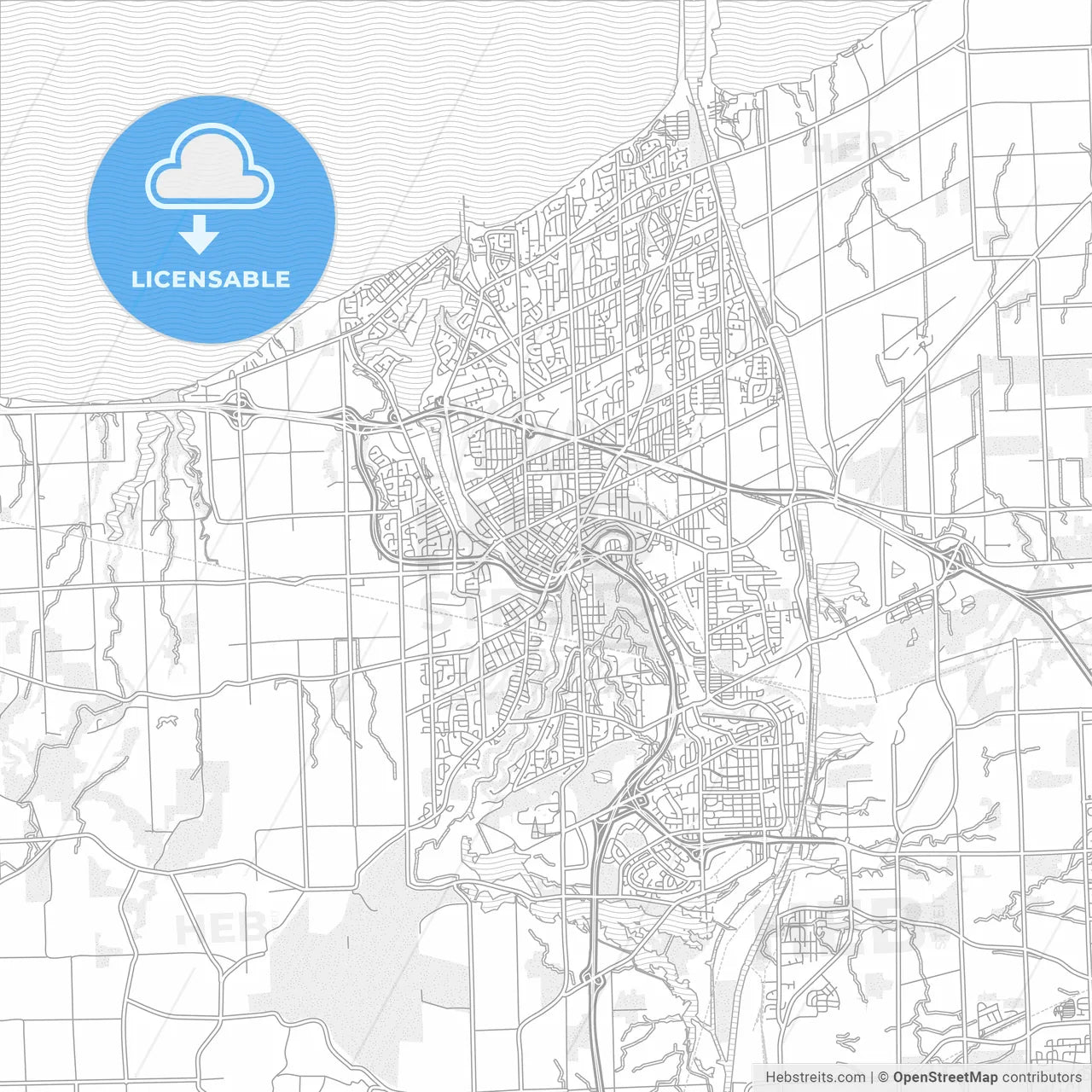 St. Catharines, Ontario, Canada, bright outlined vector map