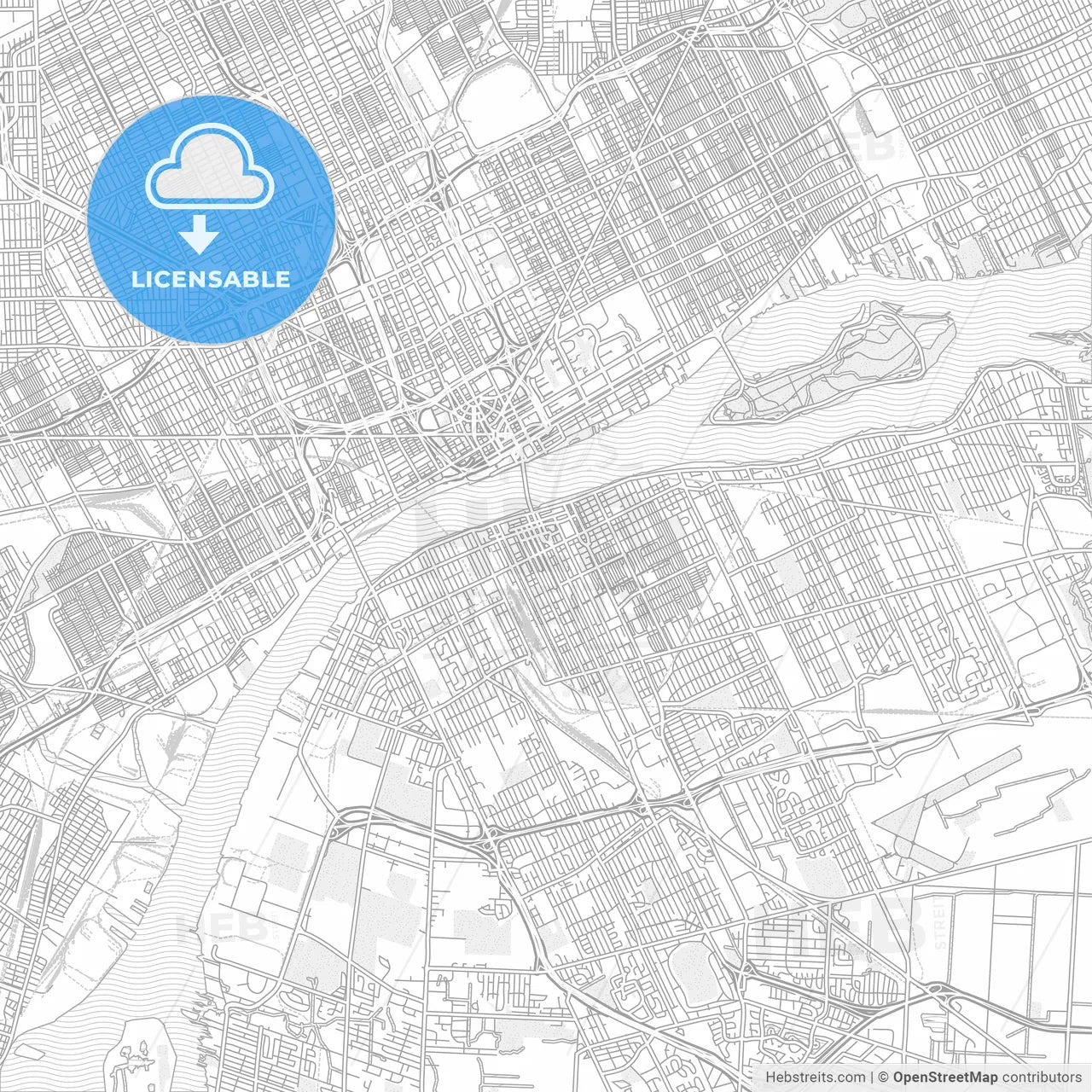 Windsor, Ontario, Canada, bright outlined vector map