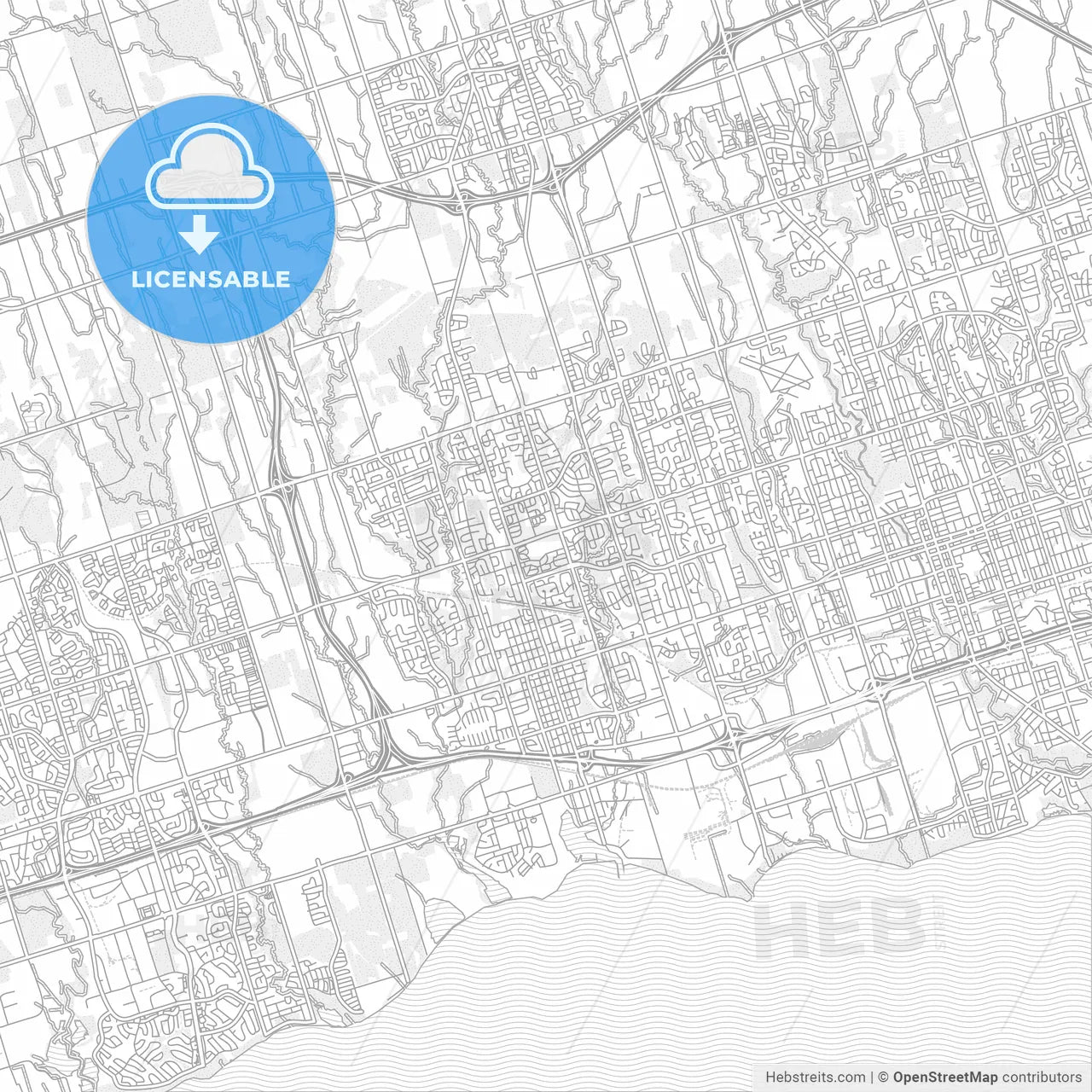 Whitby, Ontario, Canada, bright outlined vector map