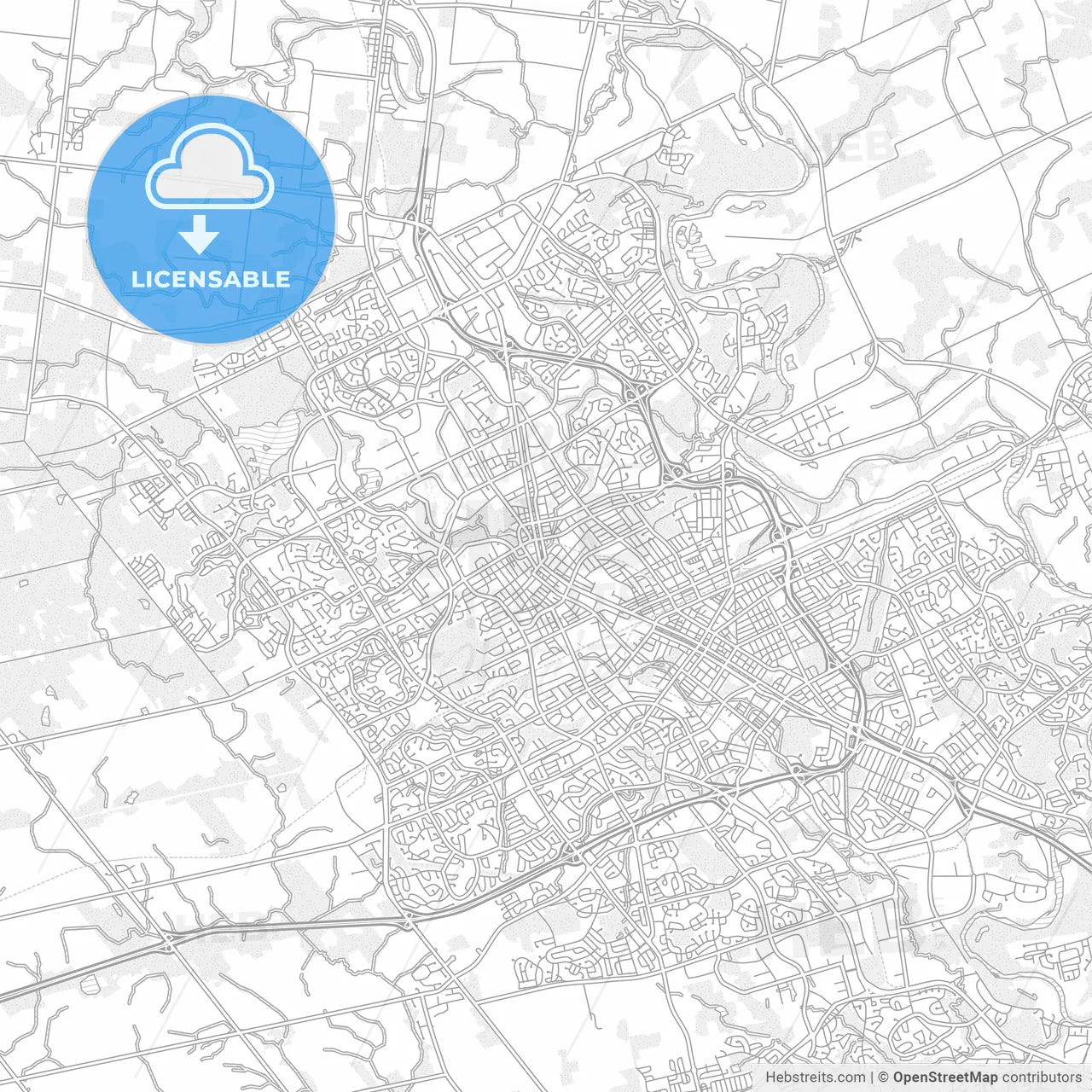 Waterloo, Ontario, Canada, bright outlined vector map