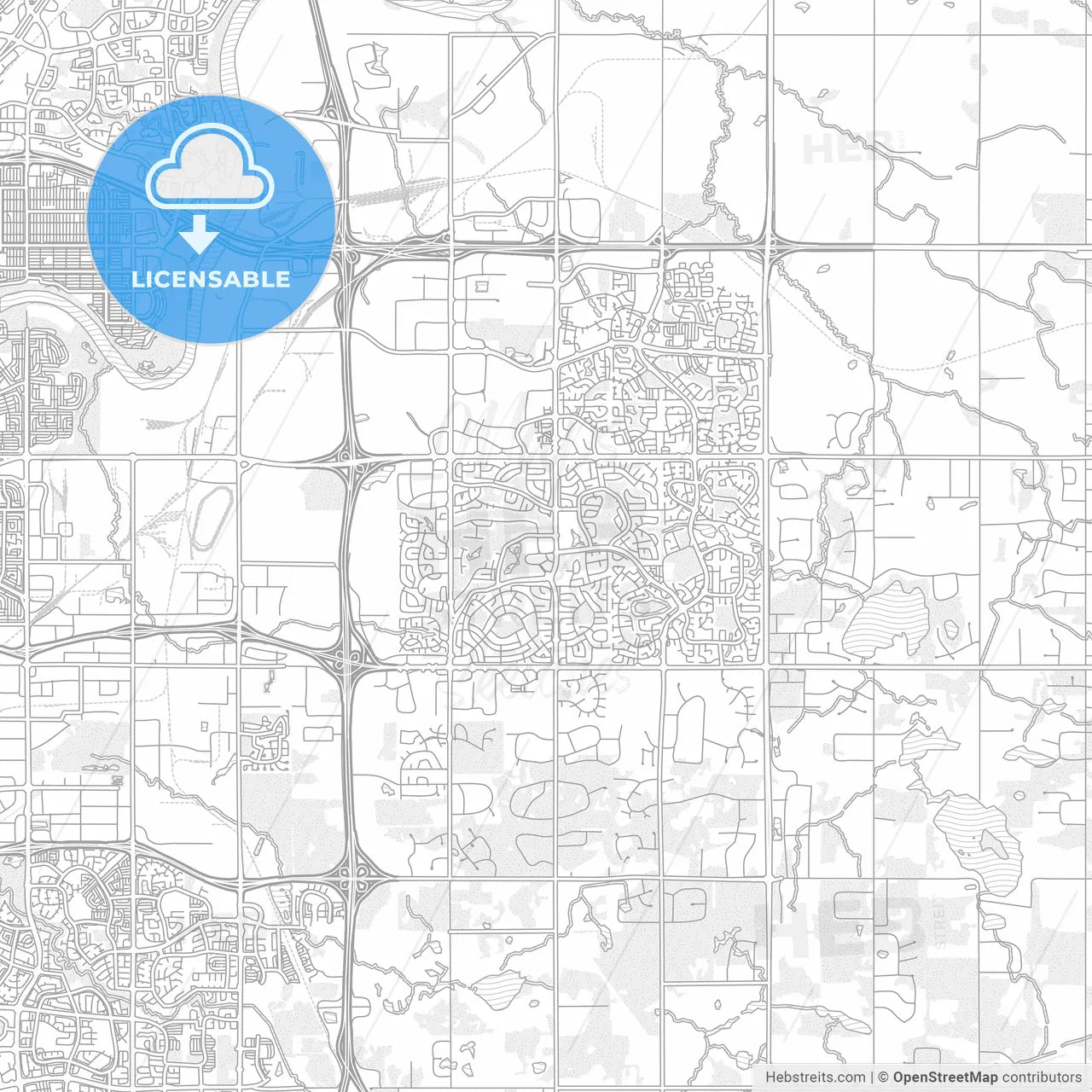 Strathcona County, Alberta, Canada, bright outlined vector map