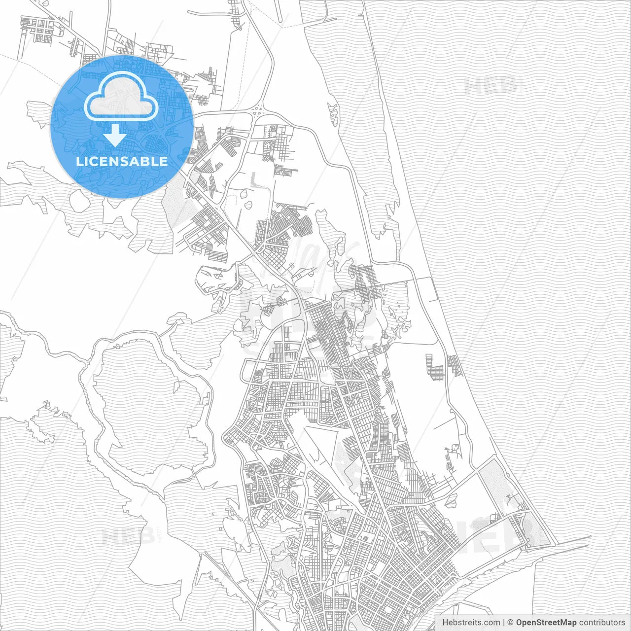 Miramar, Tamaulipas, Mexico, bright outlined vector map