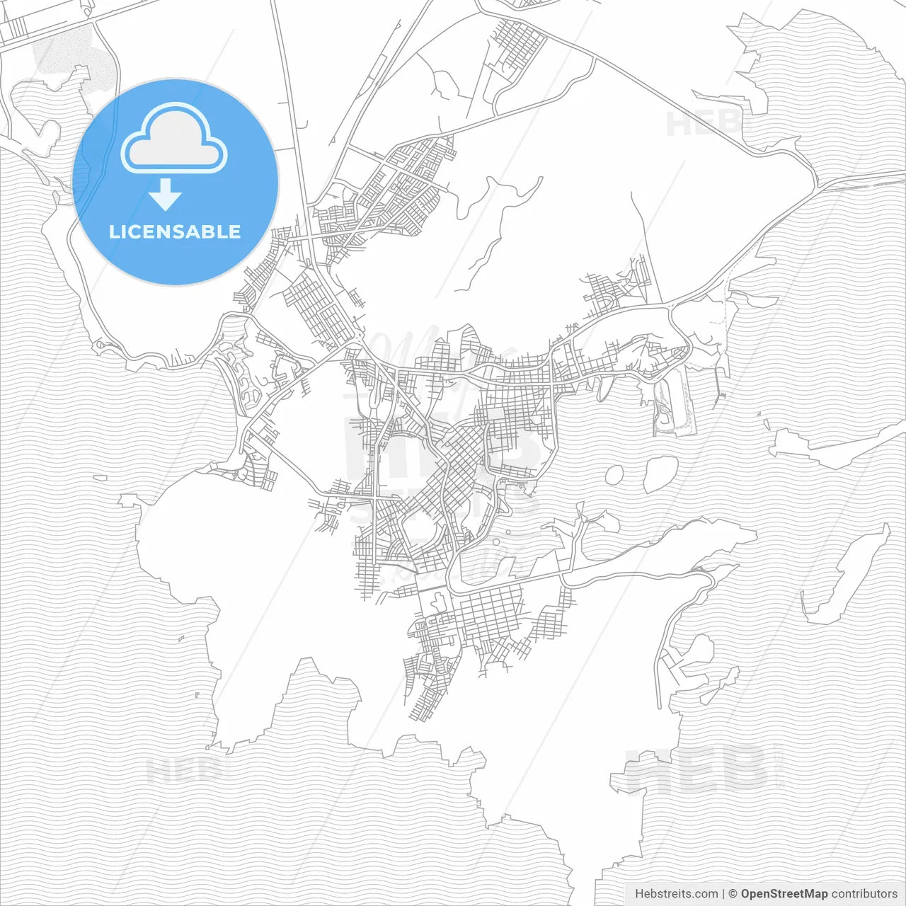 Guaymas, Sonora, Mexico, bright outlined vector map