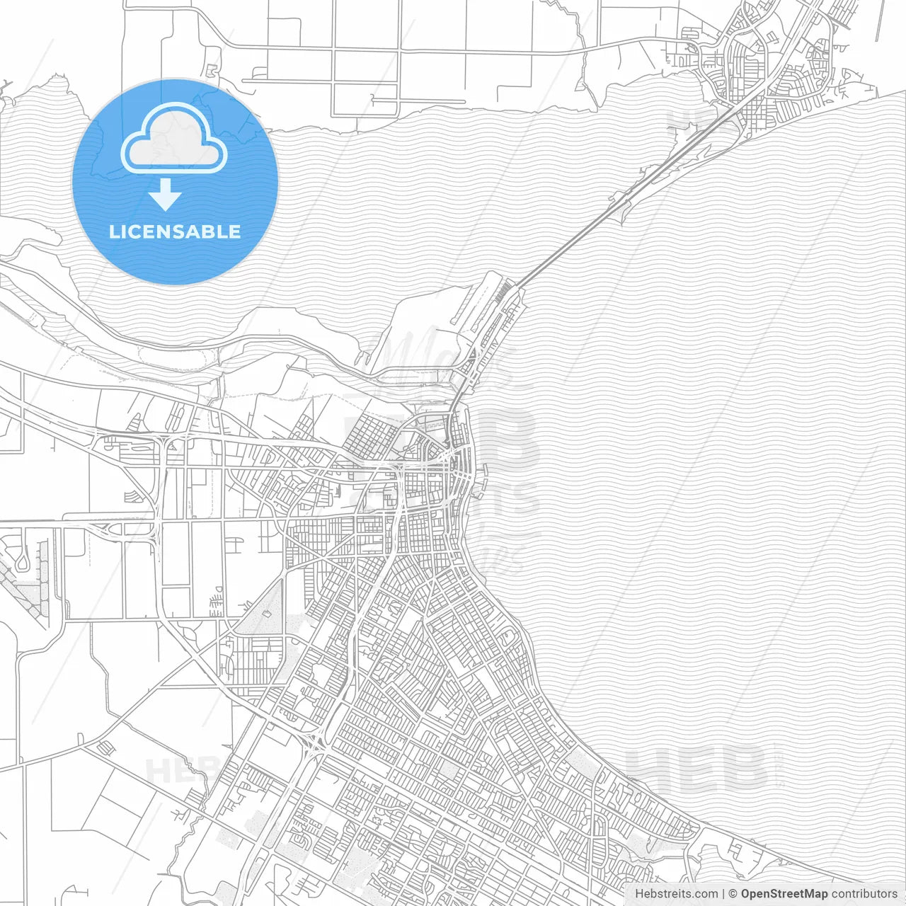 Corpus Christi, Texas, USA, bright outlined vector map