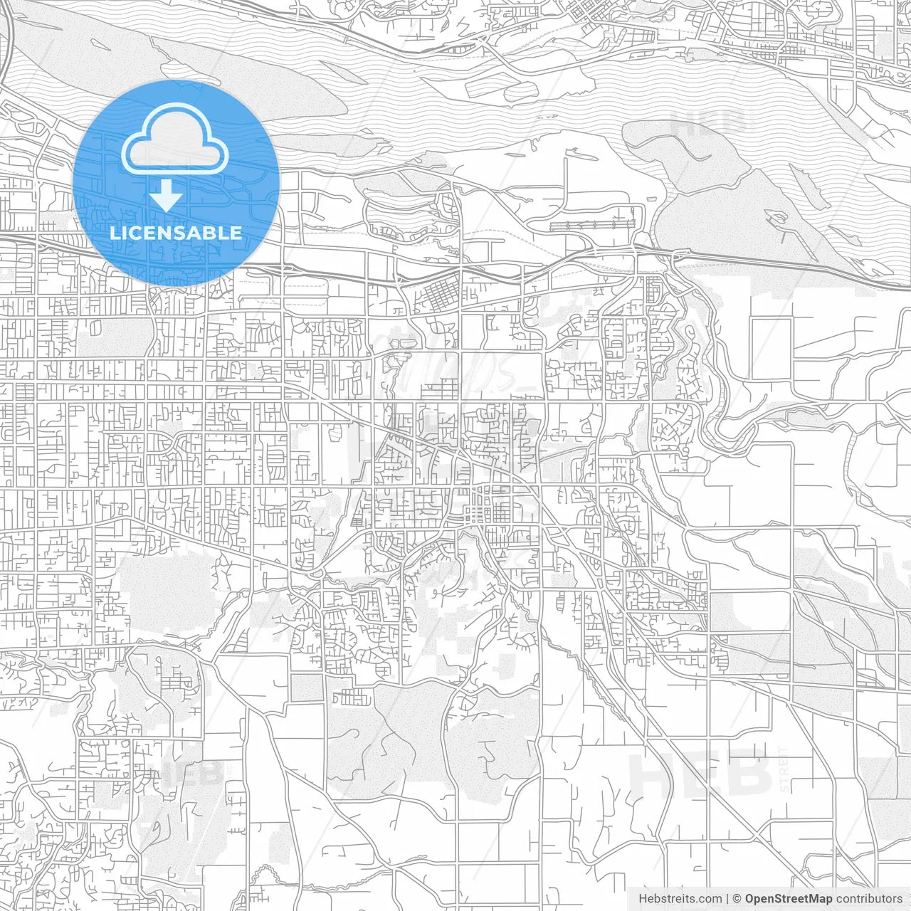 Gresham, Oregon, USA, bright outlined vector map
