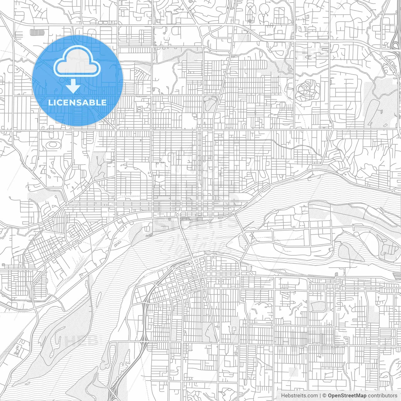Davenport, Iowa, USA, bright outlined vector map