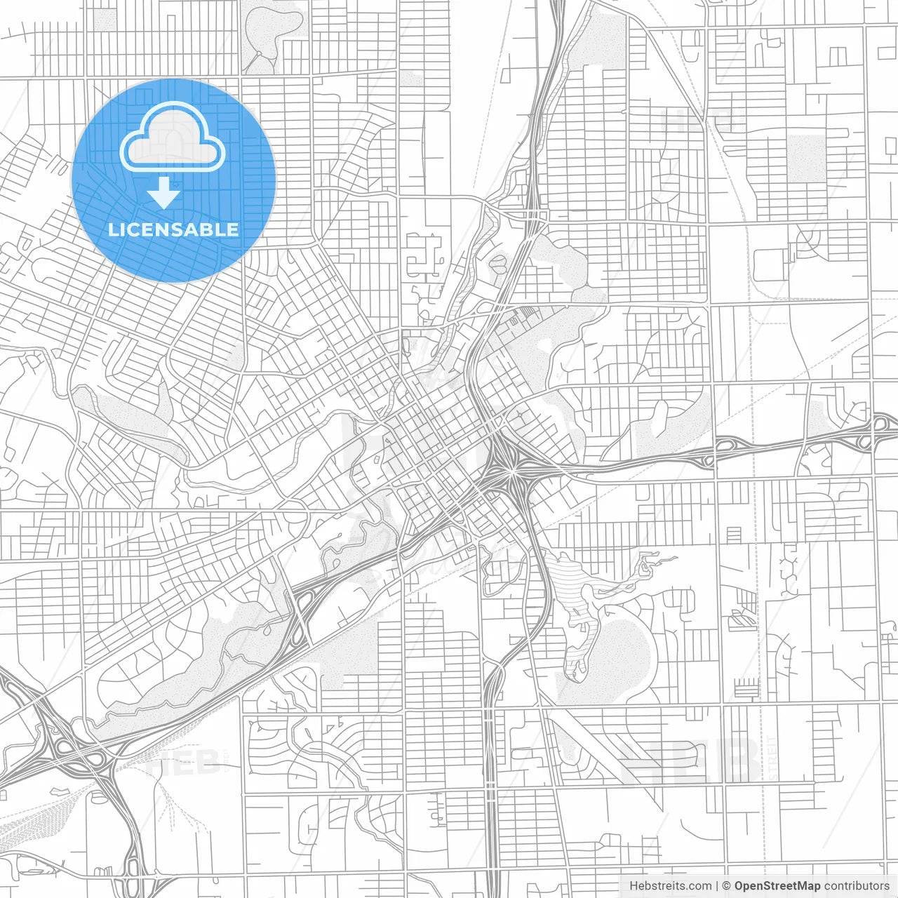 Flint, Michigan, USA, bright outlined vector map