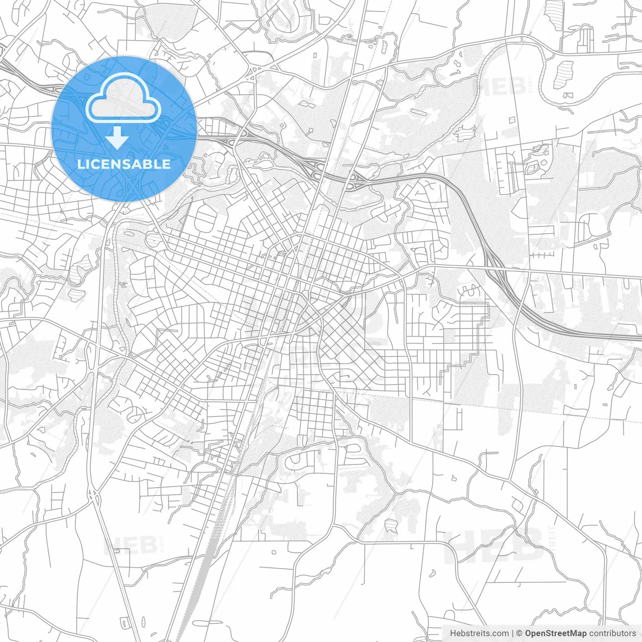 Rocky Mount, North Carolina, USA, bright outlined vector map