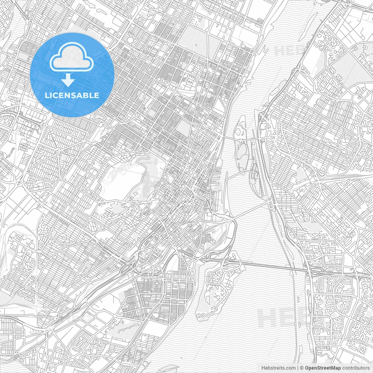 Montreal, Quebec, Canada, bright outlined vector map