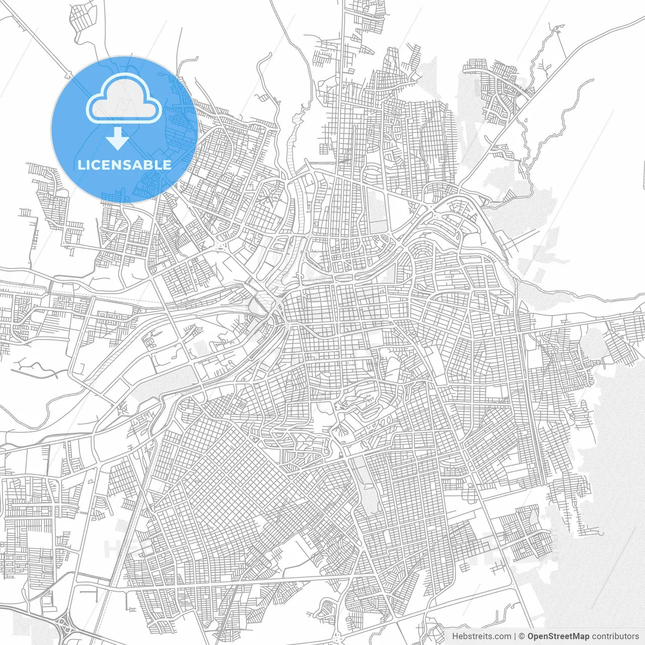 Culiacán, Sinaloa, Mexico, bright outlined vector map