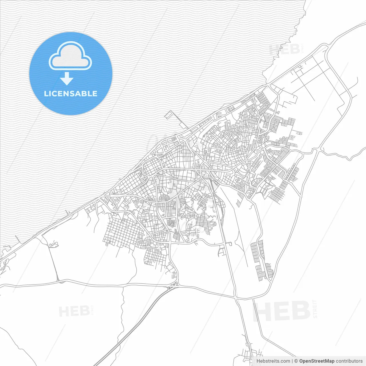 Campeche, Campeche, Mexico, bright outlined vector map