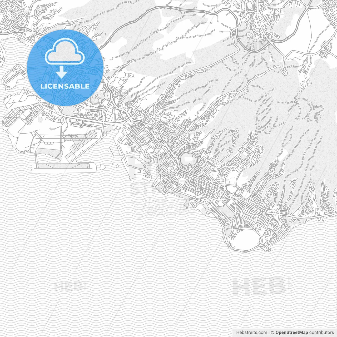 Honolulu, Hawaii, USA, bright outlined vector map