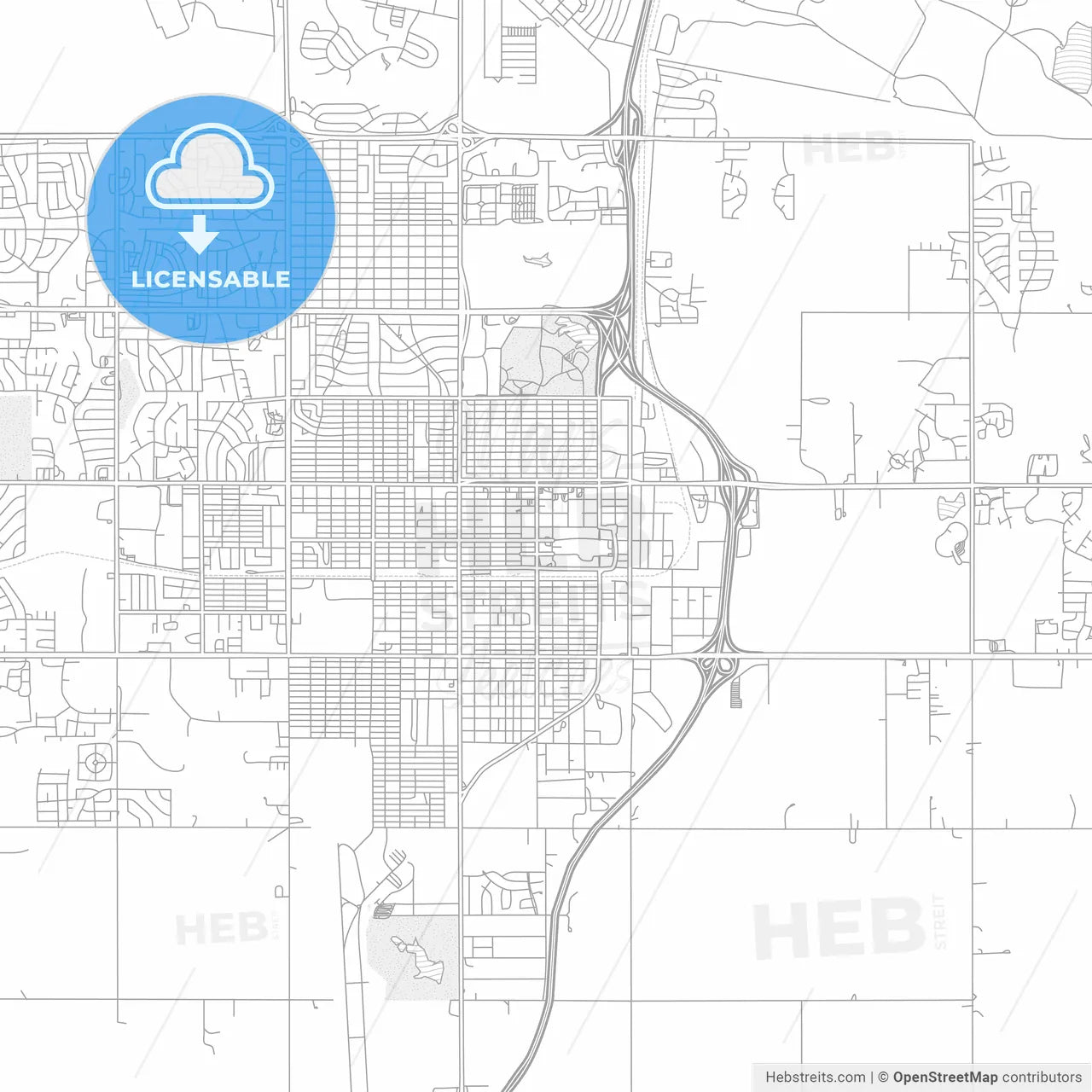 Lawton, Oklahoma, USA, bright outlined vector map