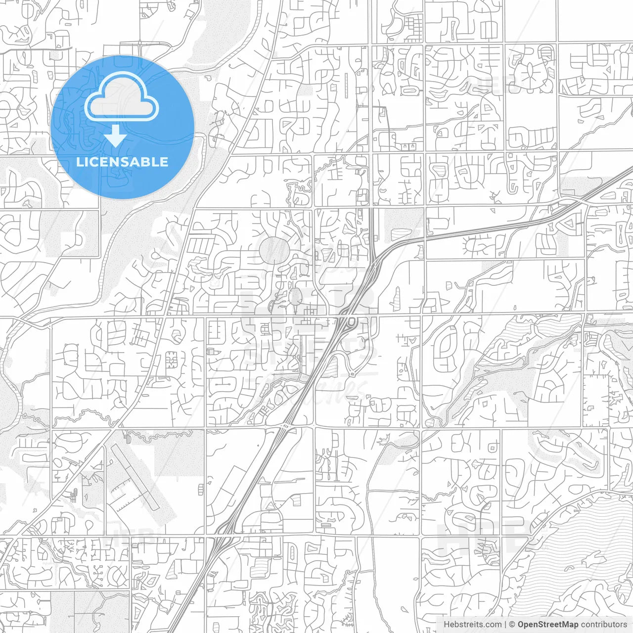 Fishers, Indiana, USA, bright outlined vector map
