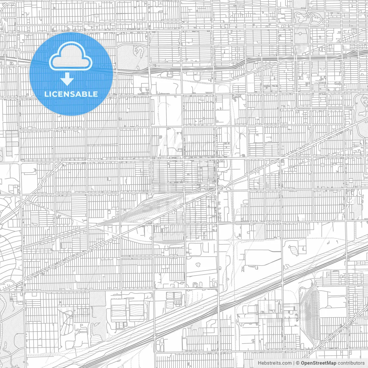 Cicero, Illinois, USA, bright outlined vector map